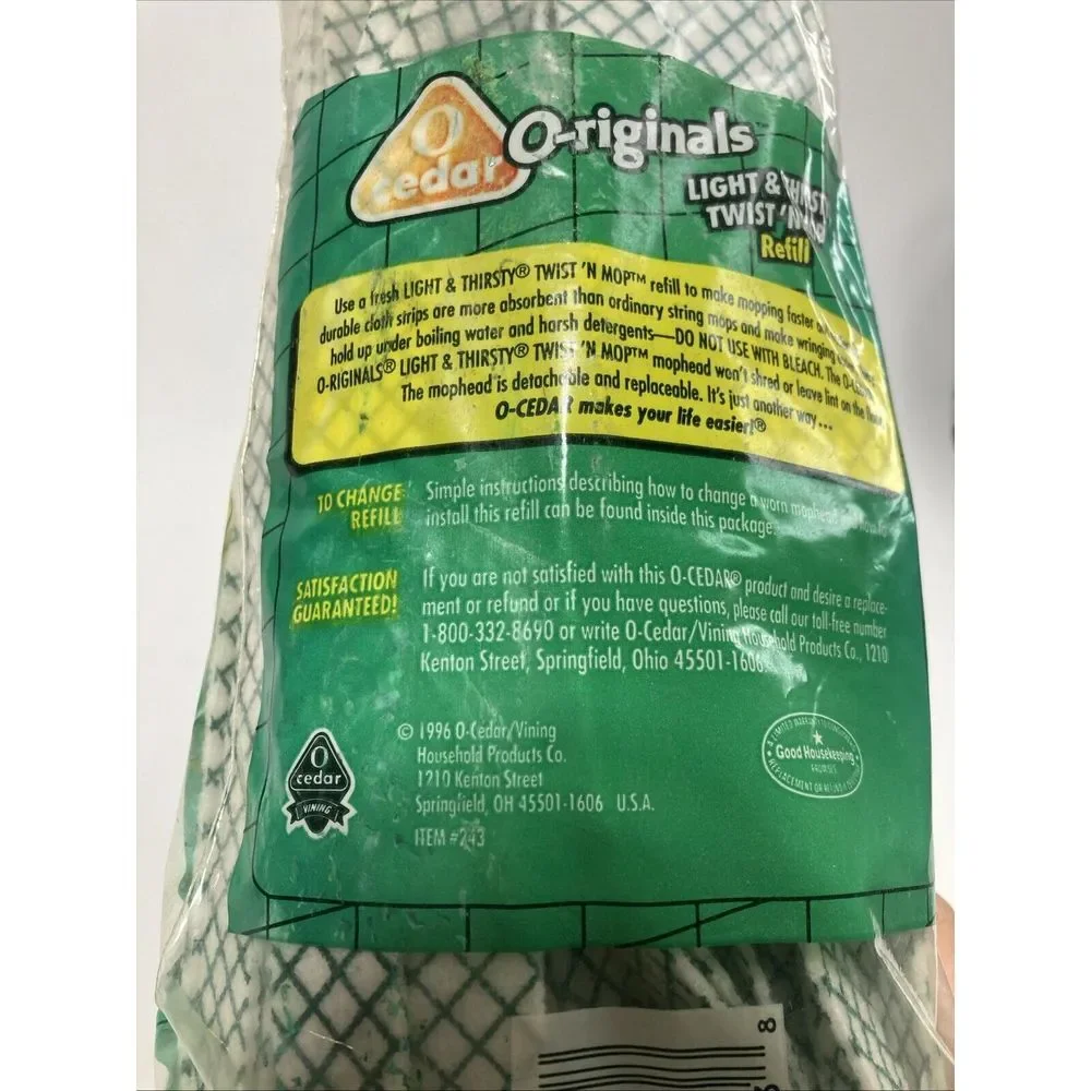O Cedar Light 'N Thirsty Twist 'N Mop Refill Fits #242 Machine Washable NOS 1996 - Picture 3 of 6